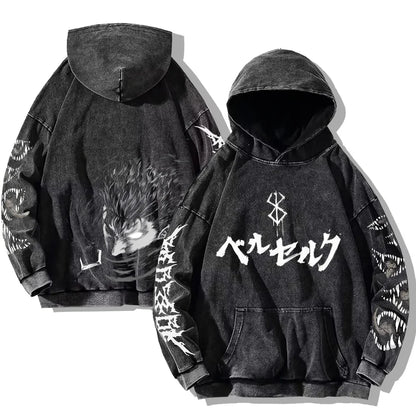 Oversized washed unisex hoodie with graphic print