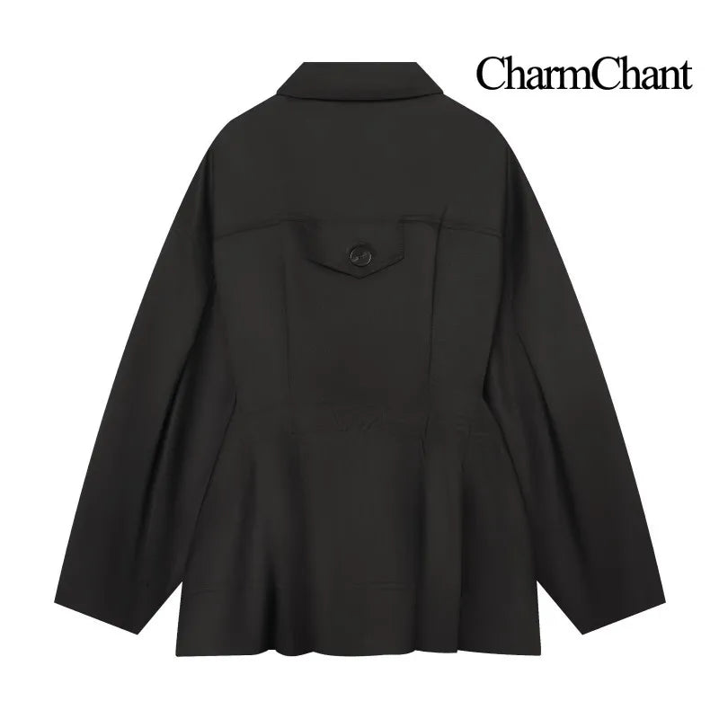Loose-fit shirt jacket with collar and patch pockets