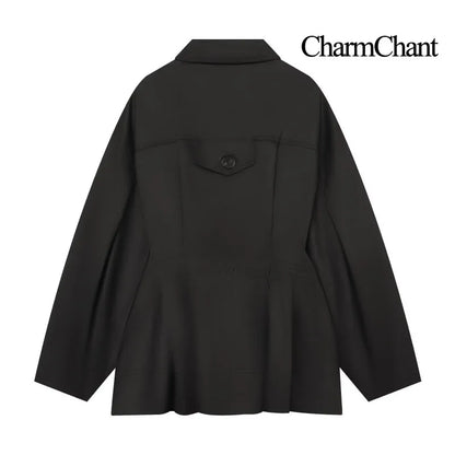 Loose-fit shirt jacket with collar and patch pockets