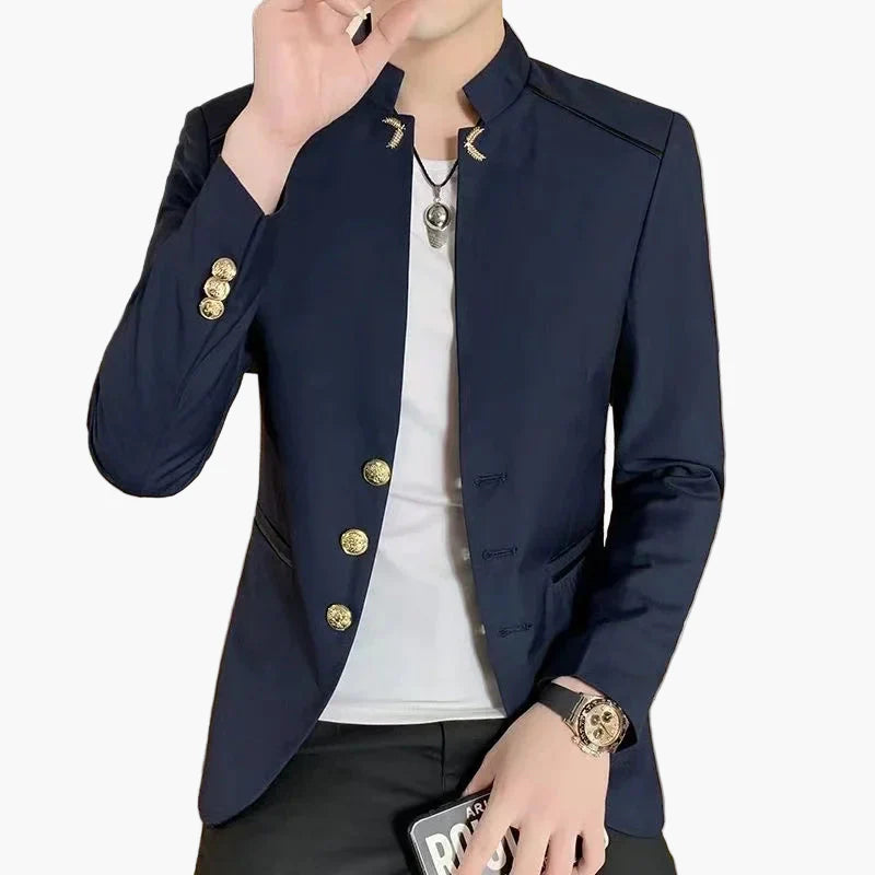 Men's Modern Blazer Jacket with Stand-up Collar – Elegant Casual and Party Look