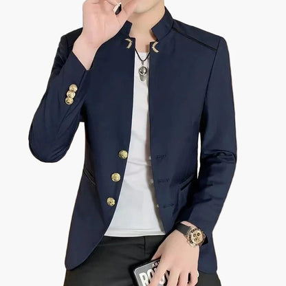 Men's Modern Blazer Jacket with Stand-up Collar – Elegant Casual and Party Look