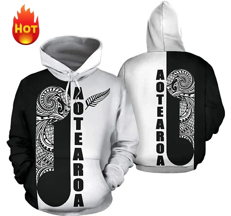 Unisex Hoodie with Hood, Tribal Turtle Pattern