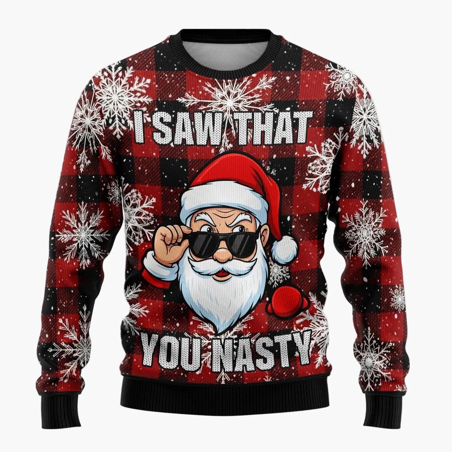 Herren Lustiger Ugly Christmas Sweater – Santa Claus Ho Ho Ho Weihnachtspullover mit frechem Motiv