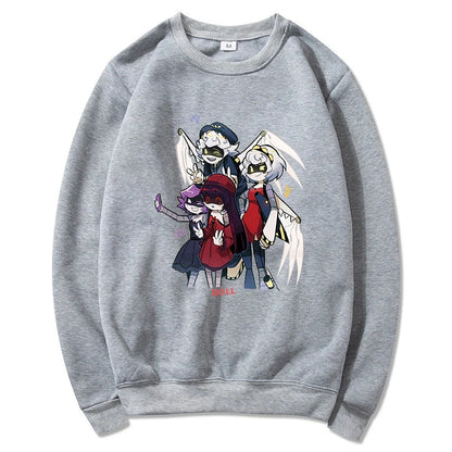 Hoodie mit Kapuze und Anime-Figuren Print Schwarz Unisex