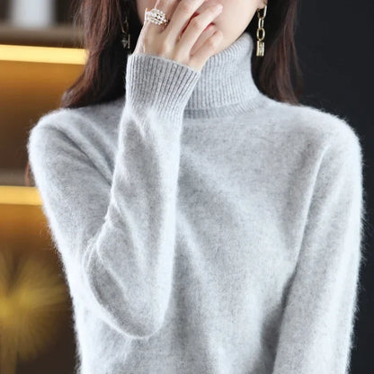 Women's turtleneck sweater long sleeves fine-knit sweater soft material