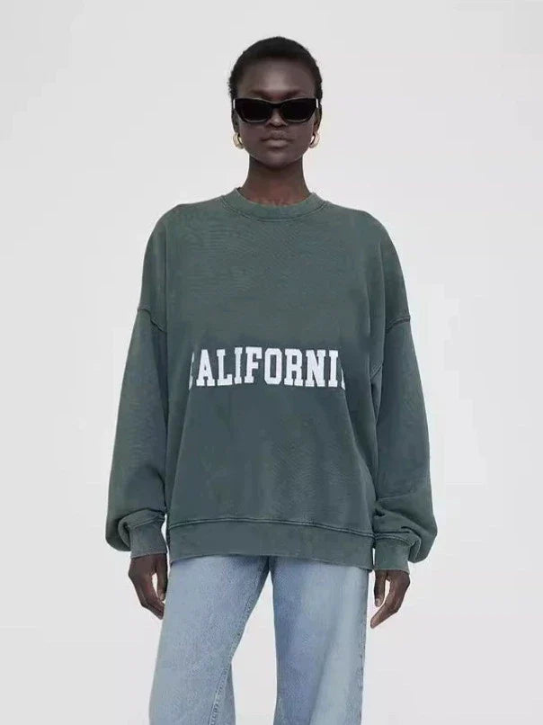 Women's Oversized Printed Sweatshirt Light Gray