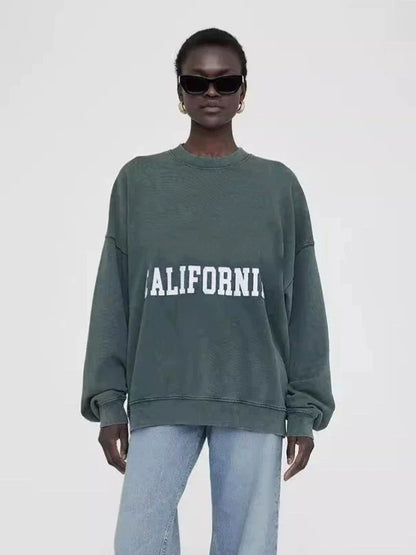Women's Oversized Printed Sweatshirt Light Gray