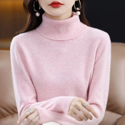 Women's turtleneck sweater made of soft material long sleeves in various colors