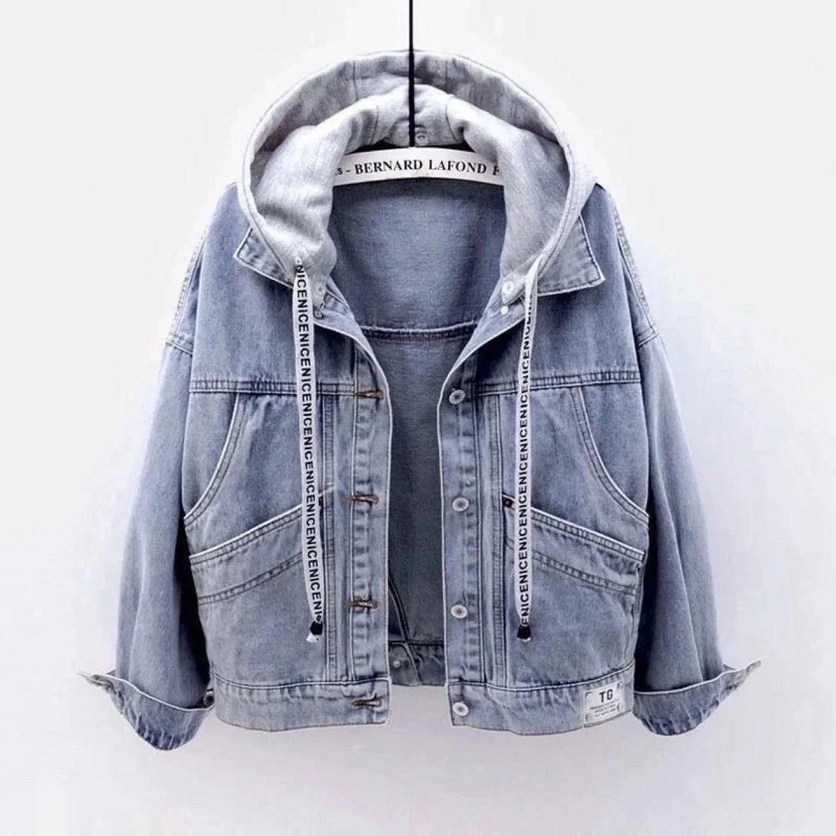 Jeansjacke Hellblau mit Kapuze Damen Oversize