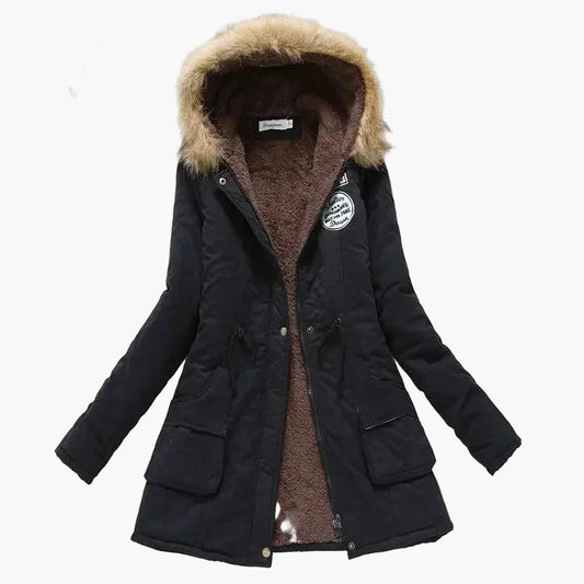 Damen Winterparka mit Kapuze und Fleece-Futter – Modischer Mantel für kalte Tage