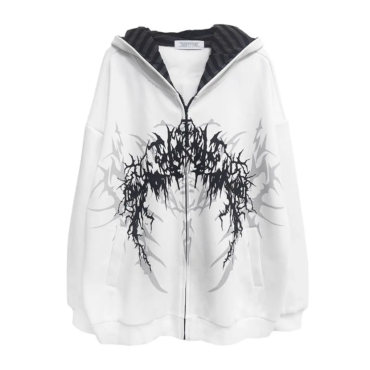 Unisex oversized zip-up hoodie with Gothic print