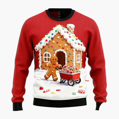 Men's Ugly Christmas Sweater – Christmas Pullover with Gingerbread Motif