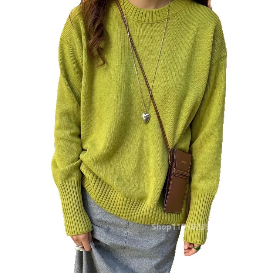 Women's oversized sweater, crew neck, long sleeves