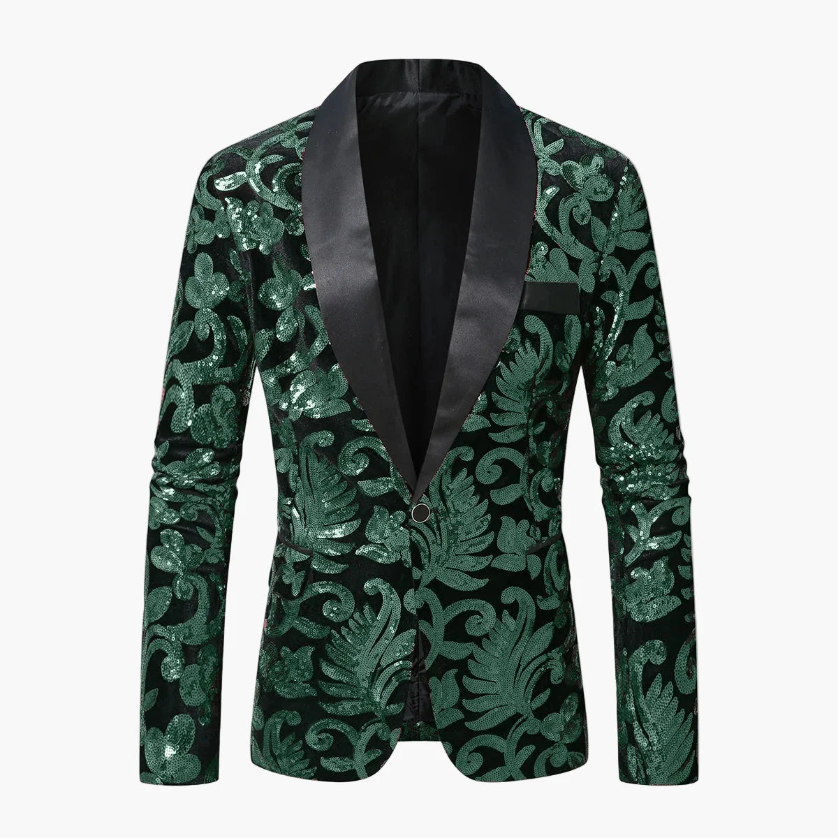 Men's Tuxedo Jacket – Elegant Party Blazer with Glitter Sequins and Modern Shawl Collar for Festive Occasions