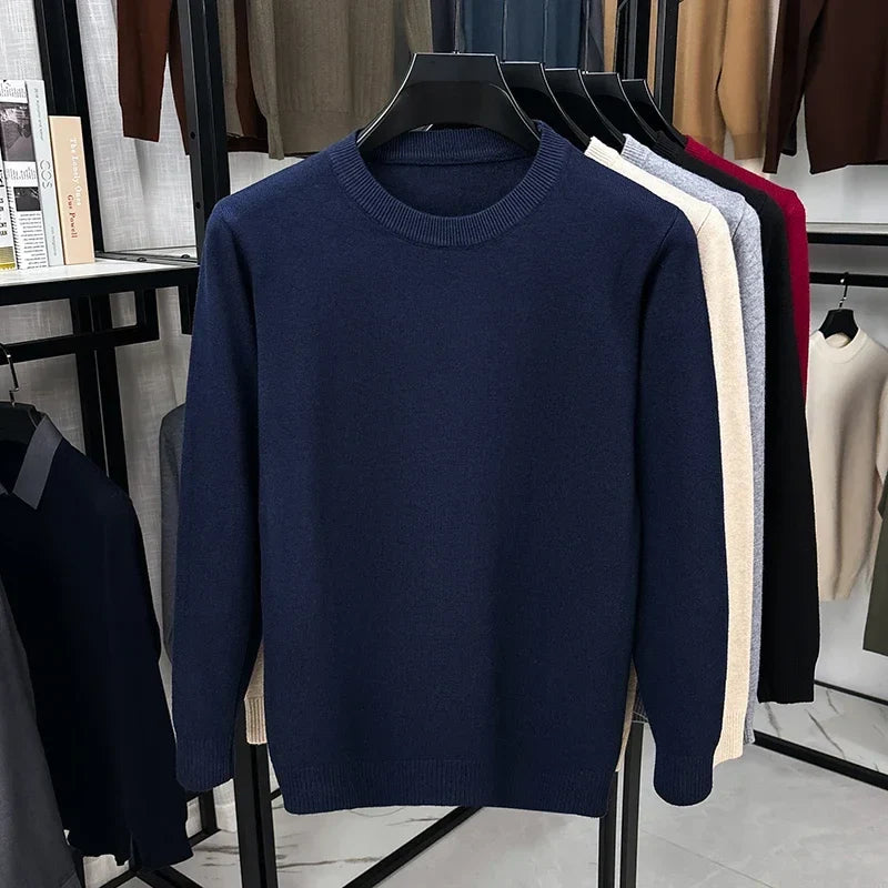 Unisex crew-neck long-sleeve basic knit pullover