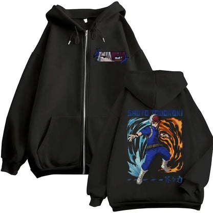 Unisex Kapuzenpullover mit Reißverschluss und Motivdruck