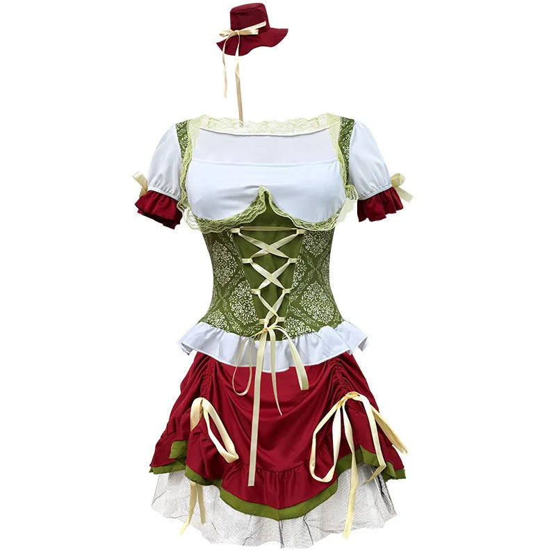 Women's dirndl costume with corset-style top & skirt in traditional costume style