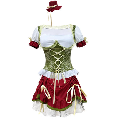 Women's dirndl costume with corset-style top & skirt in traditional costume style
