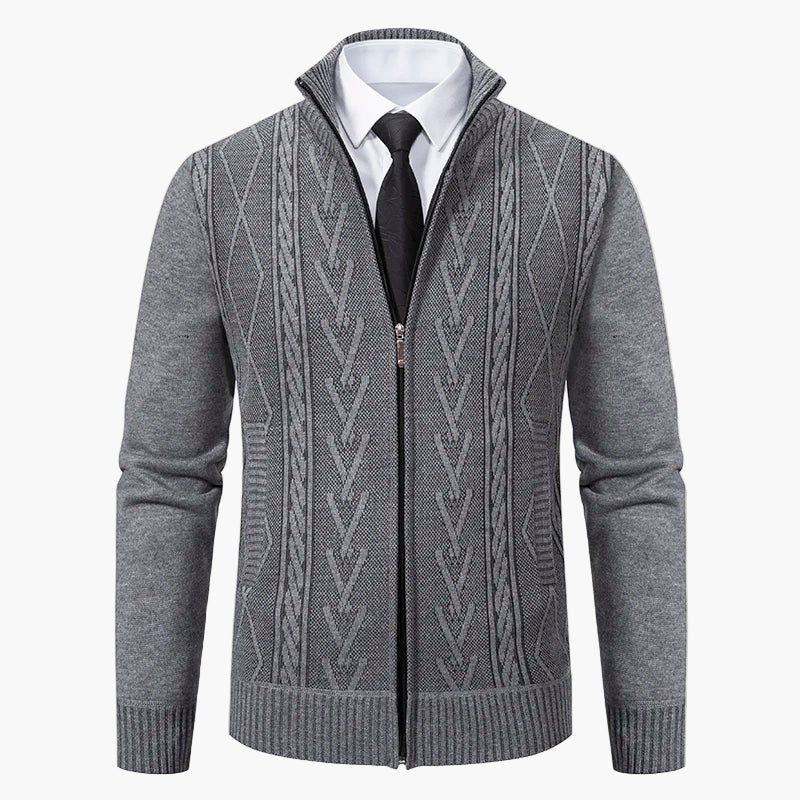 Men's knitted cardigan with zipper – fashionable business cardigan for stylish occasions