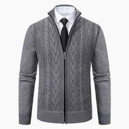 Men's knitted cardigan with zipper – fashionable business cardigan for stylish occasions