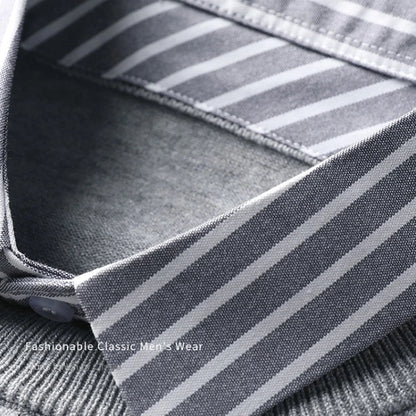 Men's sweater with fake shirt collar in business look – elegant knitted sweater for office & everyday use