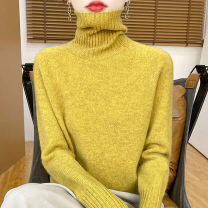 Damen Rollkragenpullover Strickpullover Weich Schlicht Langarm