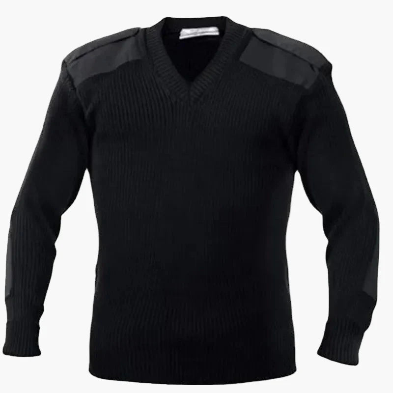 Men's Military-Style Knit Sweater with V-Neck – Fashionable Casual and Outdoor Sweater