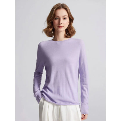 Women's Basic Fine-Knit Crew-Neck Long-Sleeve Sweater