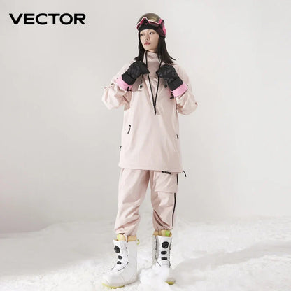 Unisex Ski Anorak Überziehjacke mit Kapuze und Reißverschluss