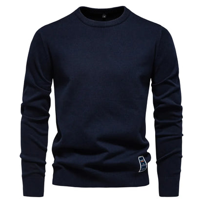 Herren Pullover Rundhals Langarm Strickpullover Einfarbig