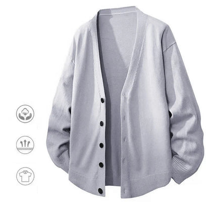 Herren Strickjacke V-Ausschnitt Unifarben Knöpfe