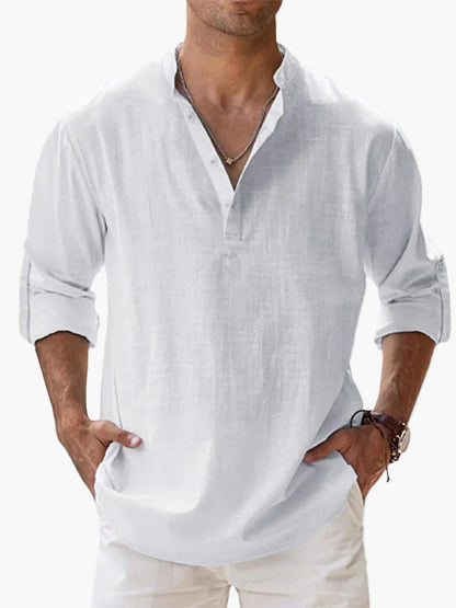 Men's Casual Shirt with V-Neck and Button Placket – Relaxed Style for Everyday Life & Vacation