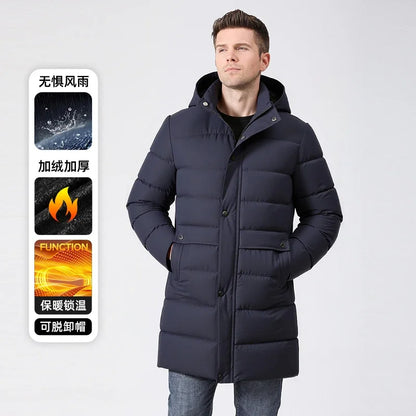 Herren Daunenparka mit Kapuze - Langer Wintermantel in verschiedenen Farben