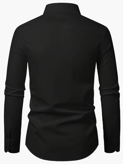 Men's Elegant Casual Shirt with Contrast Details – Modern Slim Fit Shirt for Office & Going Out