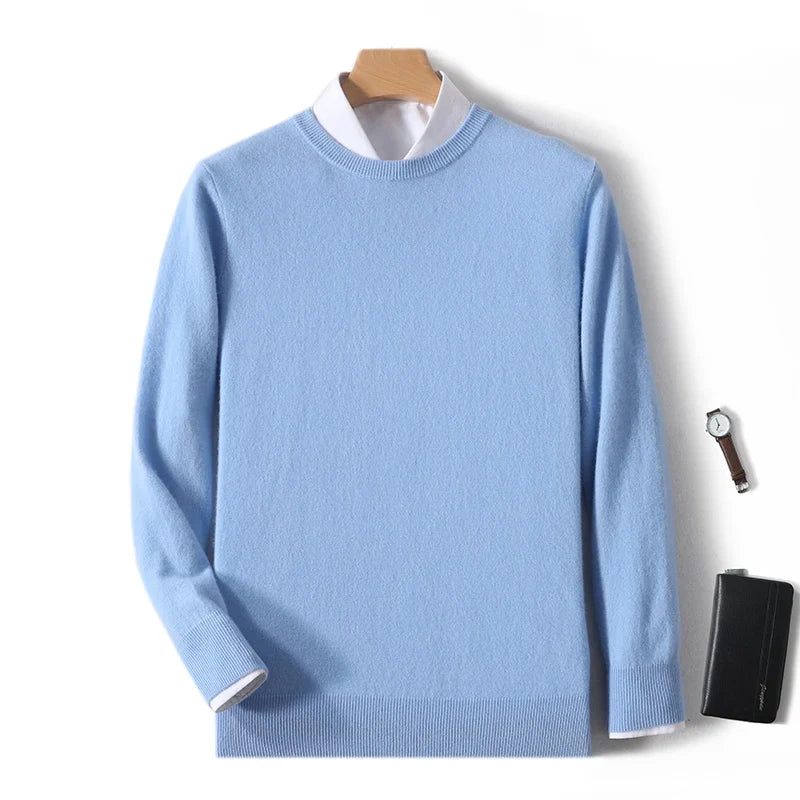 Men's Crew-Neck Sweater, Long-Sleeve, Made of Soft Material