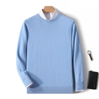 Men's Crew-Neck Sweater, Long-Sleeve, Made of Soft Material