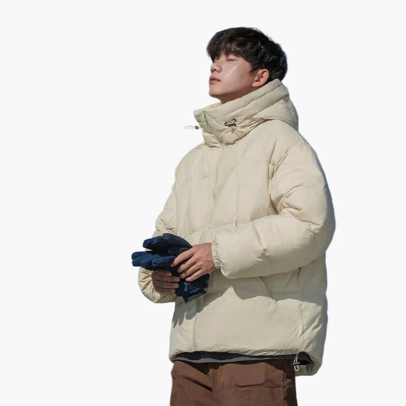 Herren Oversized Winter Steppjacke mit Kapuze – Lässiger Streetwear Look für kalte Tage