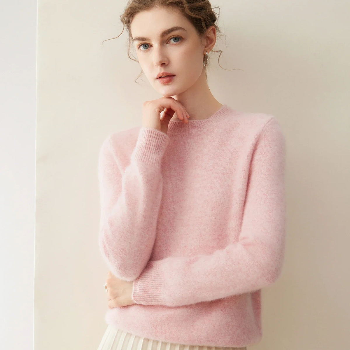 Damen Pullover Rundhalsausschnitt Langarm Weiches Material