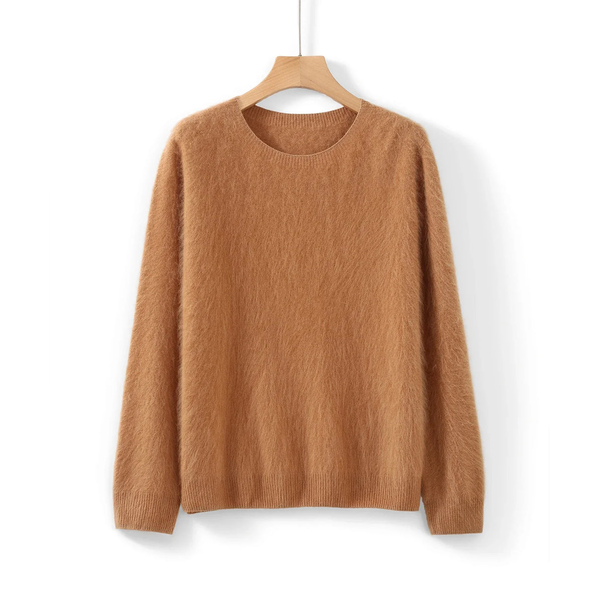 Soft women's crew-neck long-sleeve knit sweater
