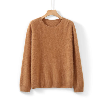 Soft women's crew-neck long-sleeve knit sweater