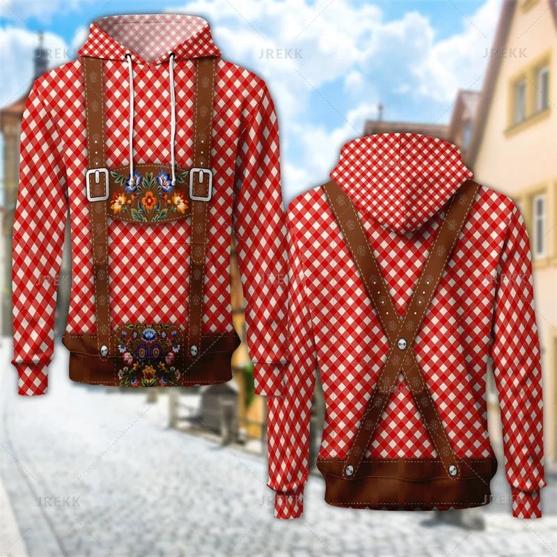 Hoodie with traditional leather pants design and hood