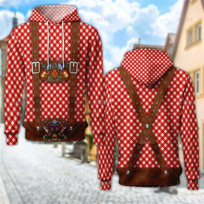 Hoodie with traditional leather pants design and hood