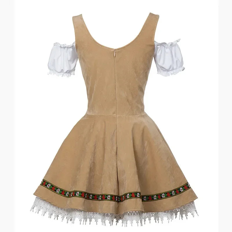 Bavarian Couple Costume Set for Men’s Lederhosen and Women’s Dirndl, Oktoberfest, Carnival
