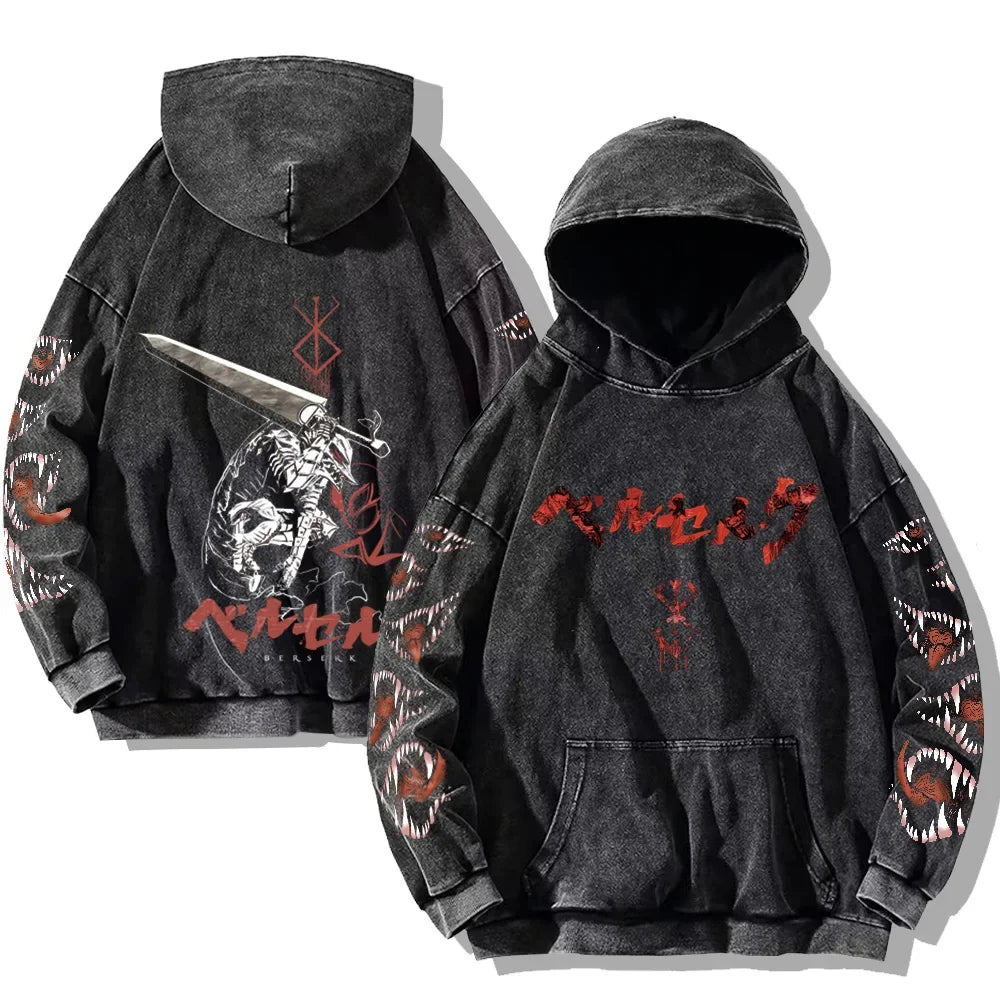 Oversized washed unisex hoodie with graphic print