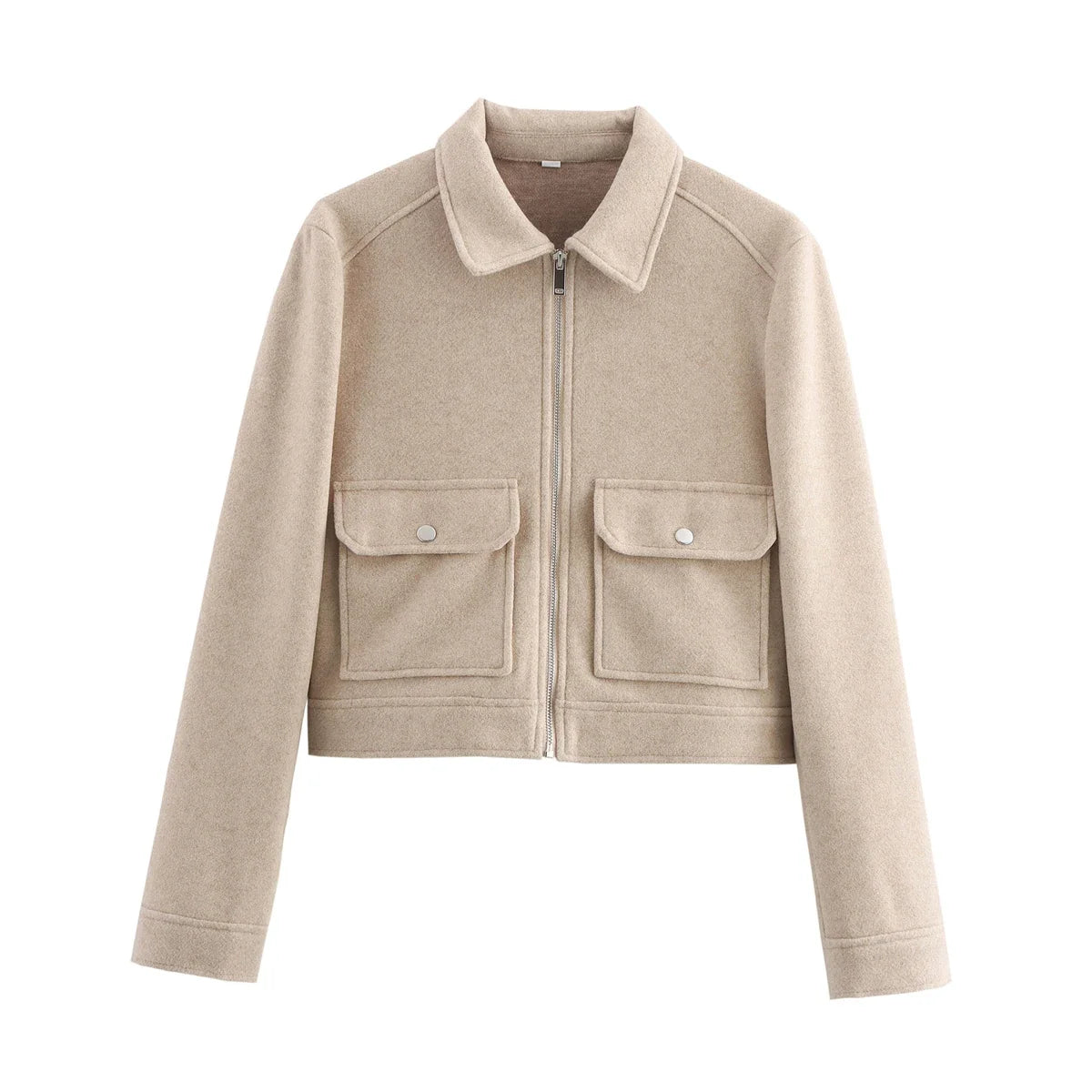 Short Jacket with Zipper and Flap Pockets