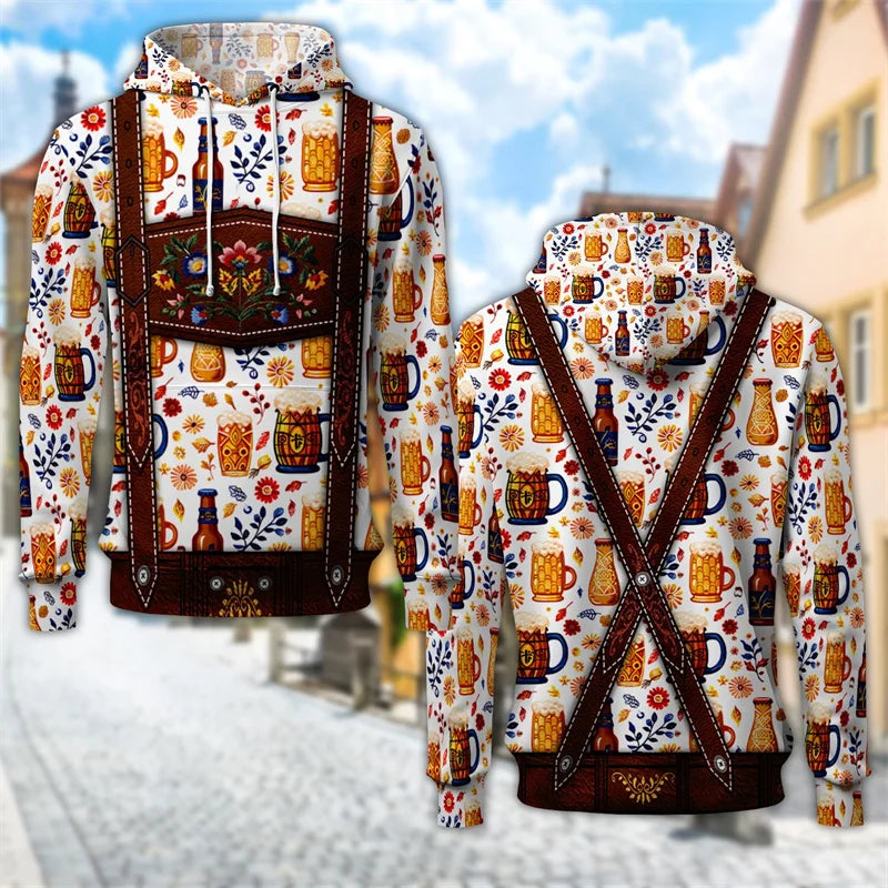 Hoodie with traditional leather pants design and hood
