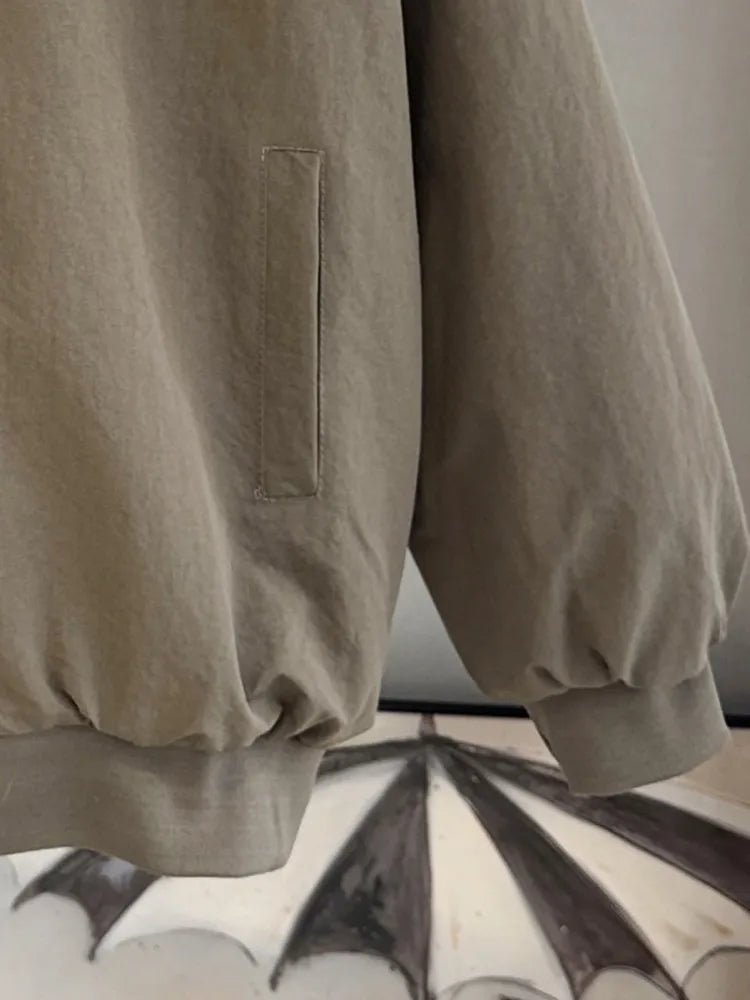 Damen Bomberjacke mit Kapuze Pelzimitat Futter Reißverschluss khaki
