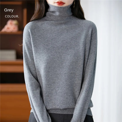 Women's long-sleeve turtleneck knitted sweater warm