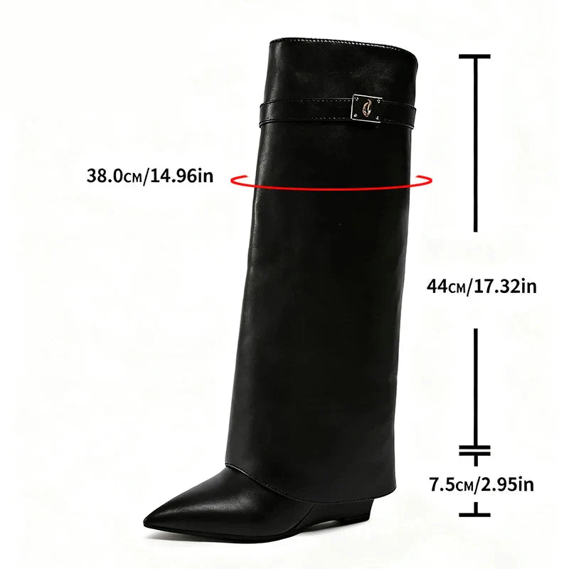 Women's slouchy boots with pointed toe and flat heel – fashionable casual and party boots