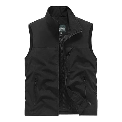Herren Outdoor Weste mit Stehkragen - Winddichte Freizeit Jacke ohne Ärmel
